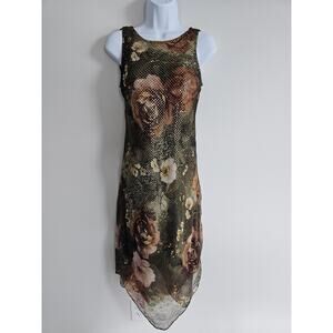 Jessica Howard Dress Womens Petite 4 Floral Sheer Metallic Y2K Forest Fairy VTG